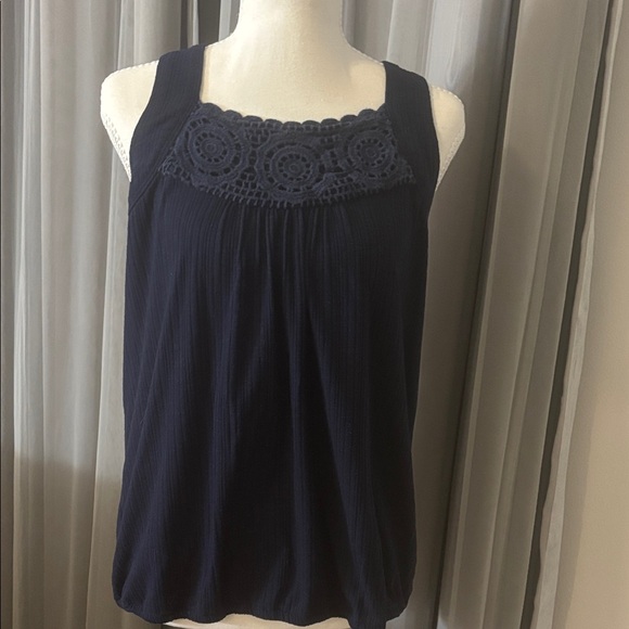 Maurices Tops - Maurices Navy Sleeveless Blouse with Crochet Detail, size M